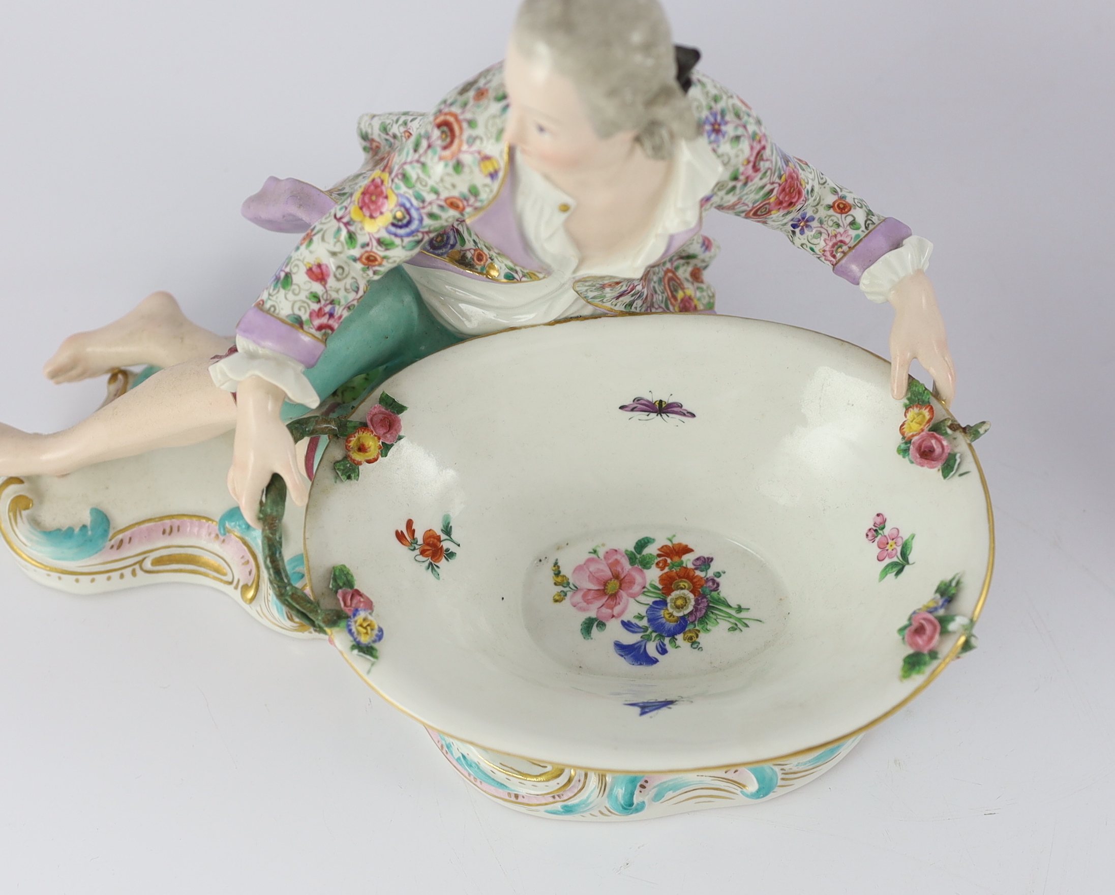 A pair of large Meissen figural bonbon dishes, 19th century